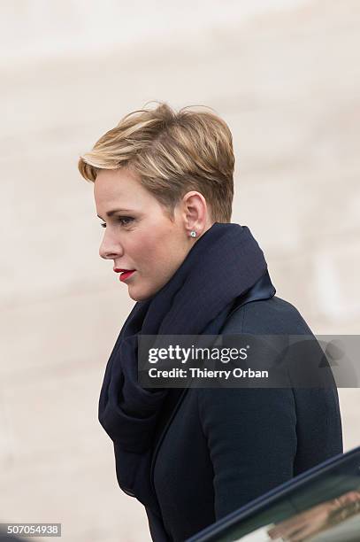 Princess Charlene of Monaco attends the Ceremony of the Sainte-Devote, the patron saint of the Principality of Monaco and Corsica on January 27, 2015...