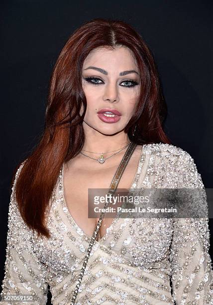 Haifa Wehbe attends the Elie Saab Spring Summer 2016 show as part of Paris Fashion Week on January 27, 2016 in Paris, France.