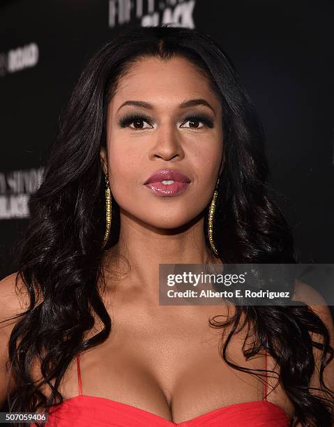 Actress Kali Hawk attends the premiere of Open Road Films' "Fifty Shades of Black" at Regal Cinemas L.A. Live on January 26, 2016 in Los Angeles,...