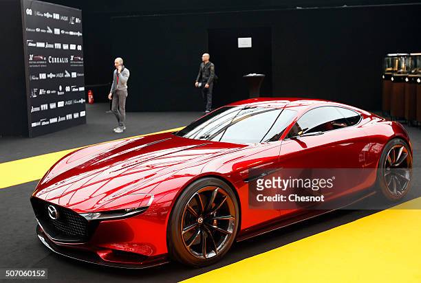 Mazda RX Vision concept vehicle is on display during the 31st International Festival Automobile at Hotel des Invalides on January 27, 2016 in Paris,...