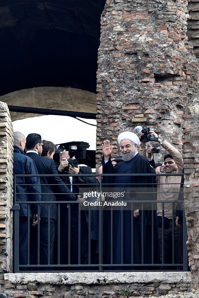 Iranian President Hassan Rouhani visits the Colosseum