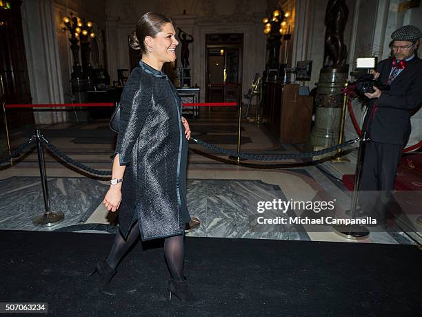 Crown Princess Victoria of Sweden attends the presentation of Scholarships From Micael Bindefeld Foundation in Memory Of The Holocaust at the Royal...