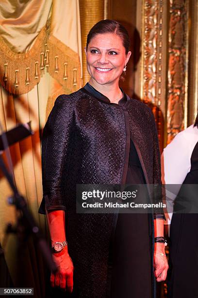 Crown Princess Victoria of Sweden attends the presentation of Scholarships From Micael Bindefeld Foundation in Memory Of The Holocaust at the Royal...