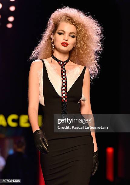 Daphne Groeneveld walks the runway during the Jean Paul Gaultier Spring Summer 2016 show as part of Paris Fashion Week on January 27, 2016 in Paris,...