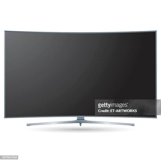 vector black curved smart tv. - bendy stock illustrations