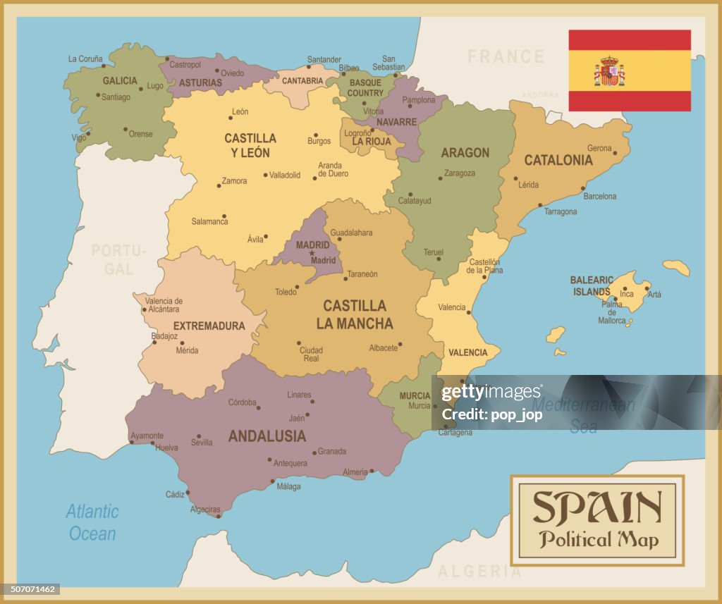 Vintage map of Spain - illustration