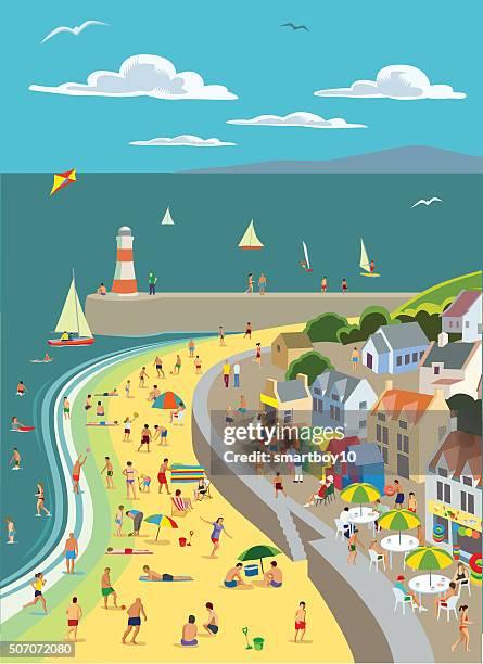 stockillustraties, clipart, cartoons en iconen met the seaside - de kust