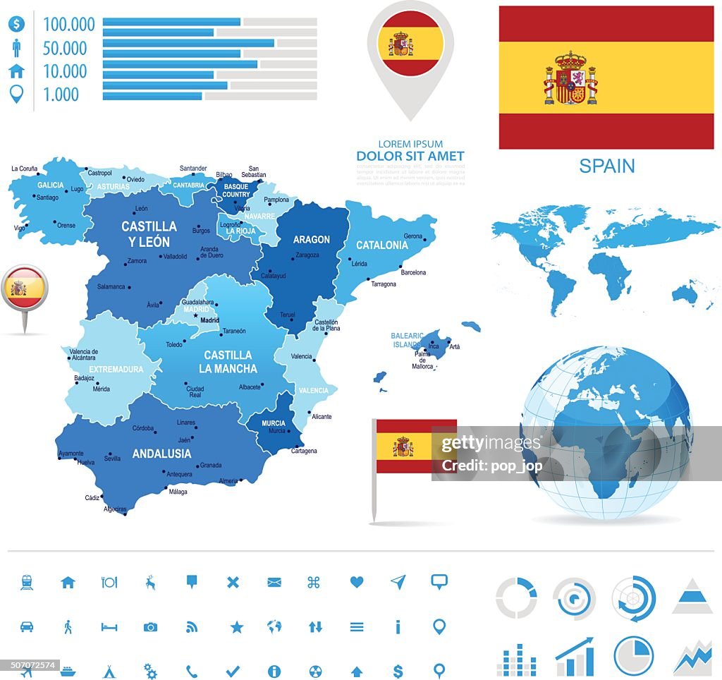 Spain - infographic map - Illustration