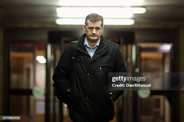 Defendant Darrell Read leaves Southwark Crown Court on January 27, 2016 in London, England. Five of the six brokers who were facing charges of...