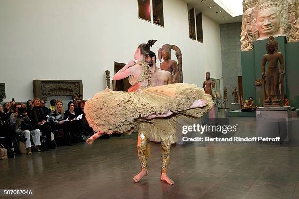 Marie Toscan du Plantier and her mother Actress Nathalie Roussel attend she Franck Sorbier Spring Summer 2016 show as part of Paris Fashion Week....