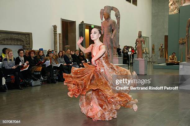 Marie Toscan du Plantier, her mother Actress Nathalie Roussel, Actress Andrea Ferreol and Violonist Anne Gravoin attend she Franck Sorbier Spring...