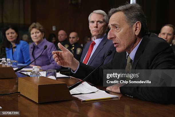 Vermont Governor Peter Shumlin testifies before the Senate Judiciary Committee about the impact of heroin and prescription drug abuse and deaths in...