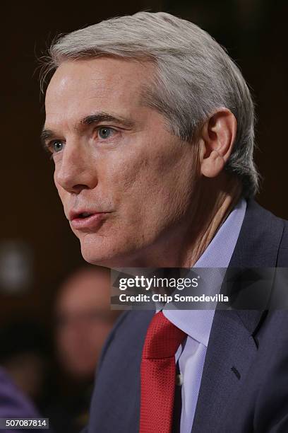 Sen. Rob Portman testifies about the impact of heroin and prescription drug abuse and deaths in his state during a Senate Judiciary Committee hearing...