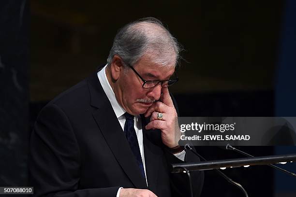 Dutch Holocaust survivor Zoni Weisz wipes a tear as he speaks during a Holocaust memorial ceremony on the occasion of the International Day of...