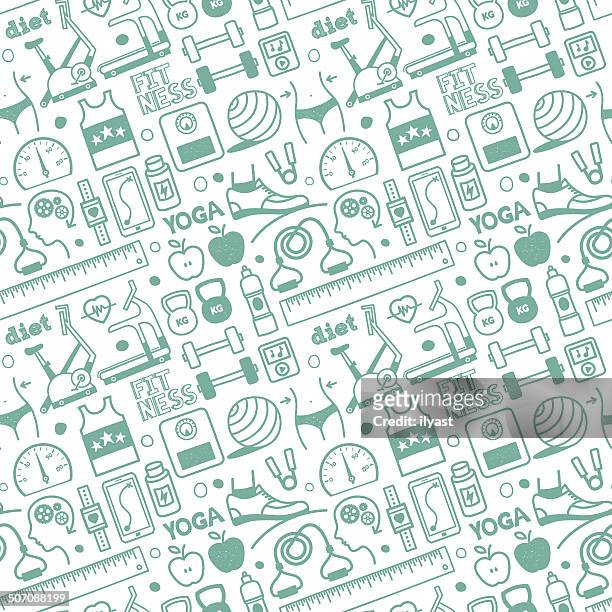 seamless diet &amp; fitness pattern - sports jersey background stock illustrations