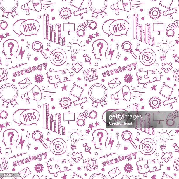 stockillustraties, clipart, cartoons en iconen met seamless business strategy pattern - dice drawing