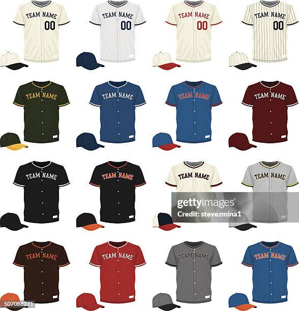 stockillustraties, clipart, cartoons en iconen met baseball jersey collection - honkbaltenue