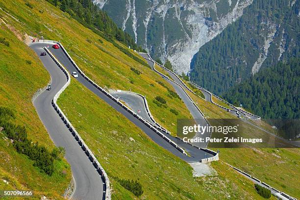 the famous stelvio pass in italy - passo dello stelvio stock pictures, royalty-free photos & images