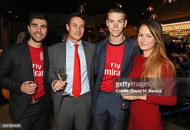 Nat Meyers, Ed Poulter, Will Poulter and Jo Poulter attend the launch of M Victoria Street in aid of Terrence Higgins Trust on January 27, 2016 in...