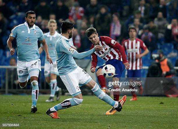 Luciano Vietto of Atletico Madrid in action during the Copa del Rey Quarter Final 2nd Leg match between Club Atletico de Madrid and Celta Vigo at...