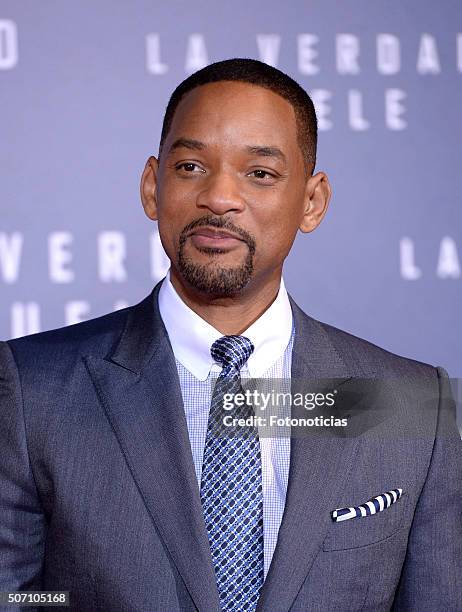 Will Smith attends the 'Concussion' Premiere at Callao Cinema on January 27, 2016 in Madrid, Spain.