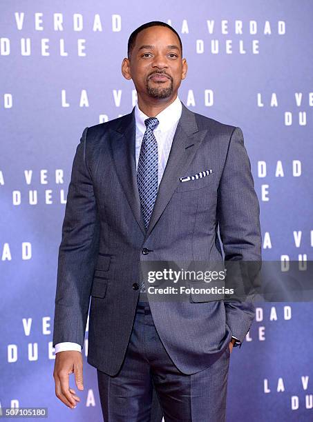 Will Smith attends the 'Concussion' Premiere at Callao Cinema on January 27, 2016 in Madrid, Spain.