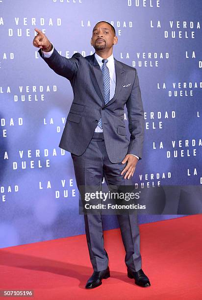 Will Smith attends the 'Concussion' Premiere at Callao Cinema on January 27, 2016 in Madrid, Spain.