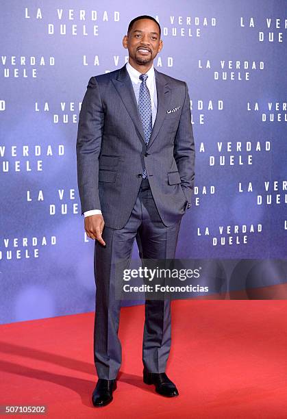 Will Smith attends the 'Concussion' Premiere at Callao Cinema on January 27, 2016 in Madrid, Spain.