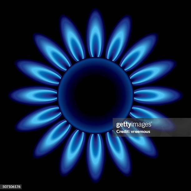 blue stove flames - hob stock illustrations