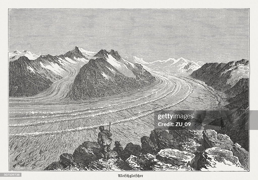 Aletsch Glacier (Switzerland) before over 100 Years, published in 1882