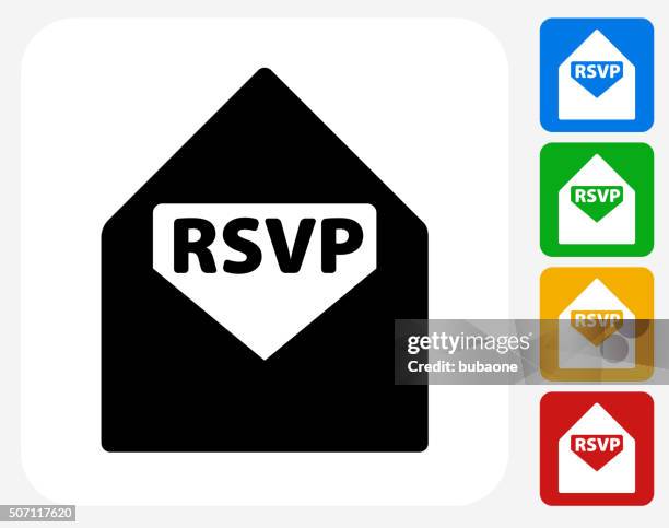 rsvp icon flat graphic design - envelope stock illustrations