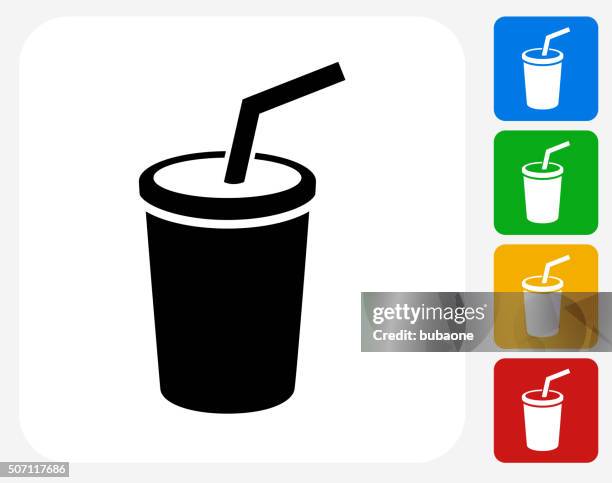 soda icon flat graphic design - drinking straw isolated stock illustrations