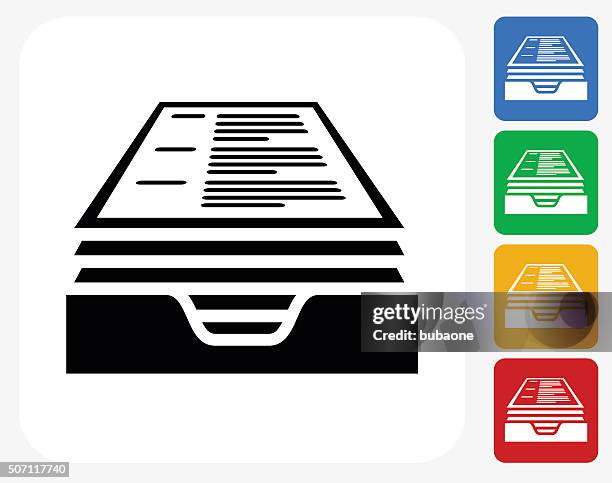 lebenslauf symbol flache grafik design - inbox filing tray stock-grafiken, -clipart, -cartoons und -symbole