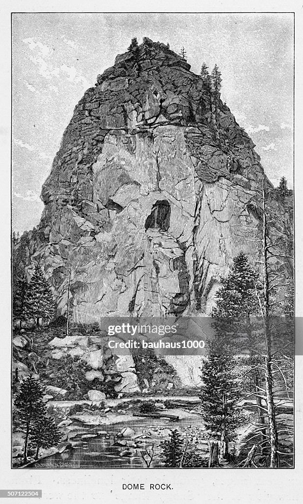 Dome Rock in Boulder Canyon Victorian Engraving