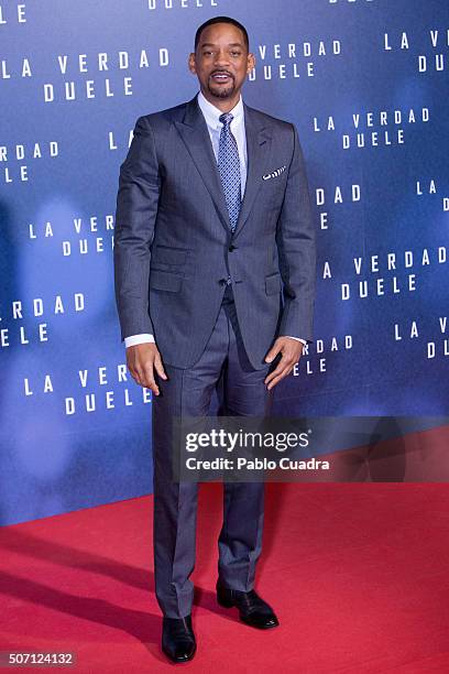 Actor Will Smith attends the Concussion premiere at Callao City Lights Cinema on January 27, 2016 in Madrid, Spain.