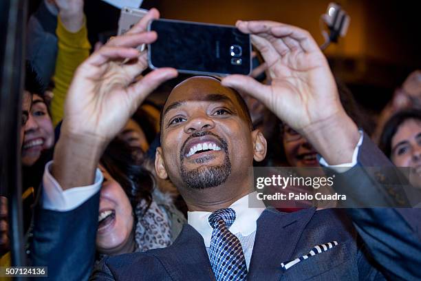 Actor Will Smith attends the Concussion premiere at Callao City Lights Cinema on January 27, 2016 in Madrid, Spain.