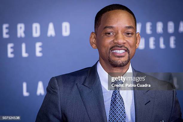 Actor Will Smith attends the Concussion premiere at Callao City Lights Cinema on January 27, 2016 in Madrid, Spain.