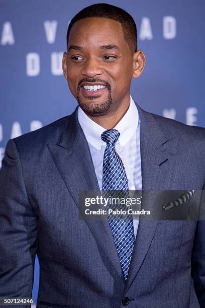 Actor Will Smith attends the Concussion premiere at Callao City Lights Cinema on January 27, 2016 in Madrid, Spain.