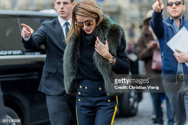 January 27: Olivia Palermo outside Elie Saab during the Paris Fashion Week -Haute Couture- Spring/Summer 2016 on January 27, 2016 in Paris, France.