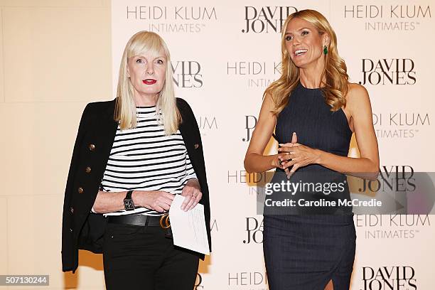 Heidi Klum and Donna Player address guests during a Heidi Klum Intimates Breakfast on January 28, 2016 in Sydney, Australia.