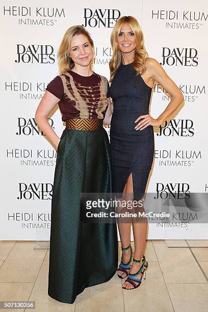 Heidi Klum poses with Emily Taylor at a Heidi Klum Intimates Breakfast on January 28, 2016 in Sydney, Australia.
