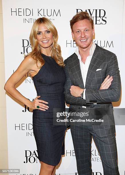 Heidi Klum poses with Luc Wiesman at a Heidi Klum Intimates Breakfast on January 28, 2016 in Sydney, Australia.