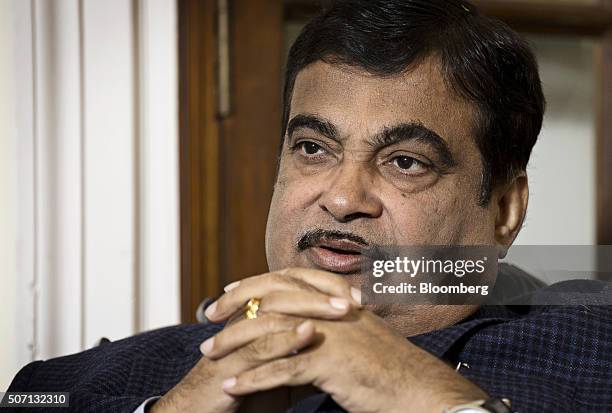 Nitin Gadkari, India's road and transport minister, speaks during an interview in New Delhi, India, on Tuesday, Jan. 26, 2016. Gadkari is seeking as...