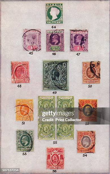 Various Stamps of Africa Nos. 44-56', c1943, . From British Postage Stamps, by S. C. Johnson [Collins, London, 1944] Artist: Unknown.