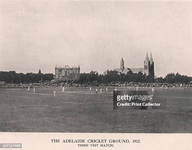 The Adelaide Cricket Ground, Third Test Match between Australia and England, 1912. From Imperial Cricket, edited by P F Warner and published by The...