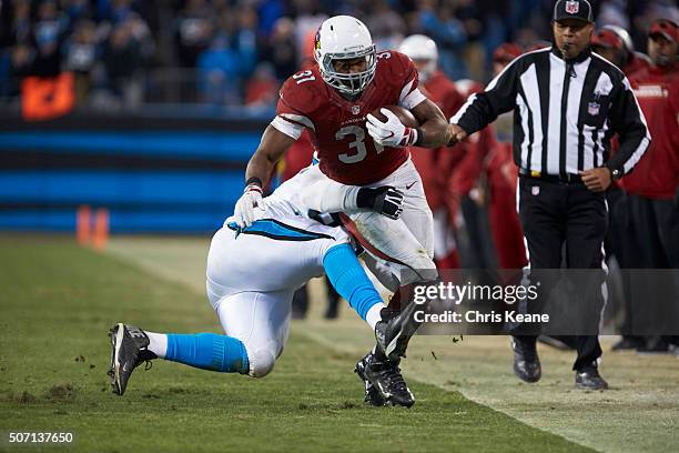 Playoffs: Arizona Cardinals David Johnson in action, rushing vs Carolina Panthers at Bank of America Stadium. Charlotte, NC 1/24/2016 CREDIT: Chris...