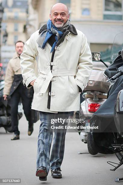 Christian Louboutin before the Jean Paul Gaultier show during Paris Fashion Week, Haute Couture Spring Summer 2016 on January 27, 2016 in Paris,...