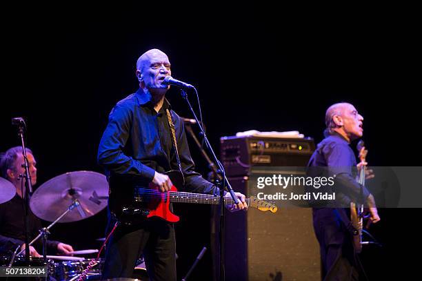 Dylan Howe, Wilko Johnson and Norman Watt-Roy perform on stage at Teatre Apolo on January 27, 2016 in Barcelona, Spain.
