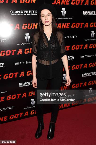 Tali Lennox attends the New York premiere of "Jane Got A Gun" hosted by The Weinstein Company with the Cinema Society and Serpent's Bite at The...