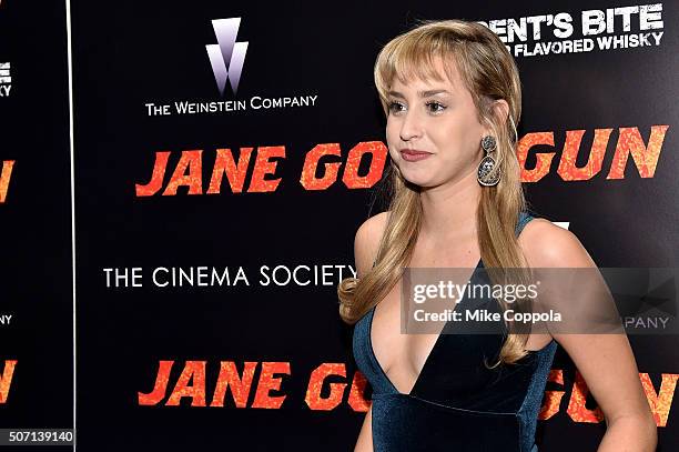 Jazmin Grace Grimaldi attends the New York premiere of "Jane Got A Gun" hosted by The Weinstein Company with the Cinema Society and Serpent's Bite at...